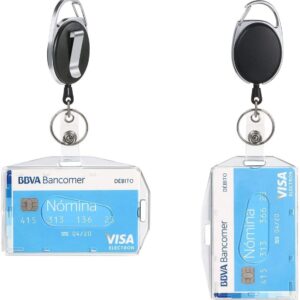 Porta credenciales acrílico + cordón retráctil